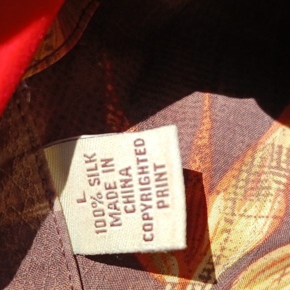 Tommy Bahama Men's Short Sleeve Silk Shirt Hawaiian Print Button Front Size L - Picture 10 of 15